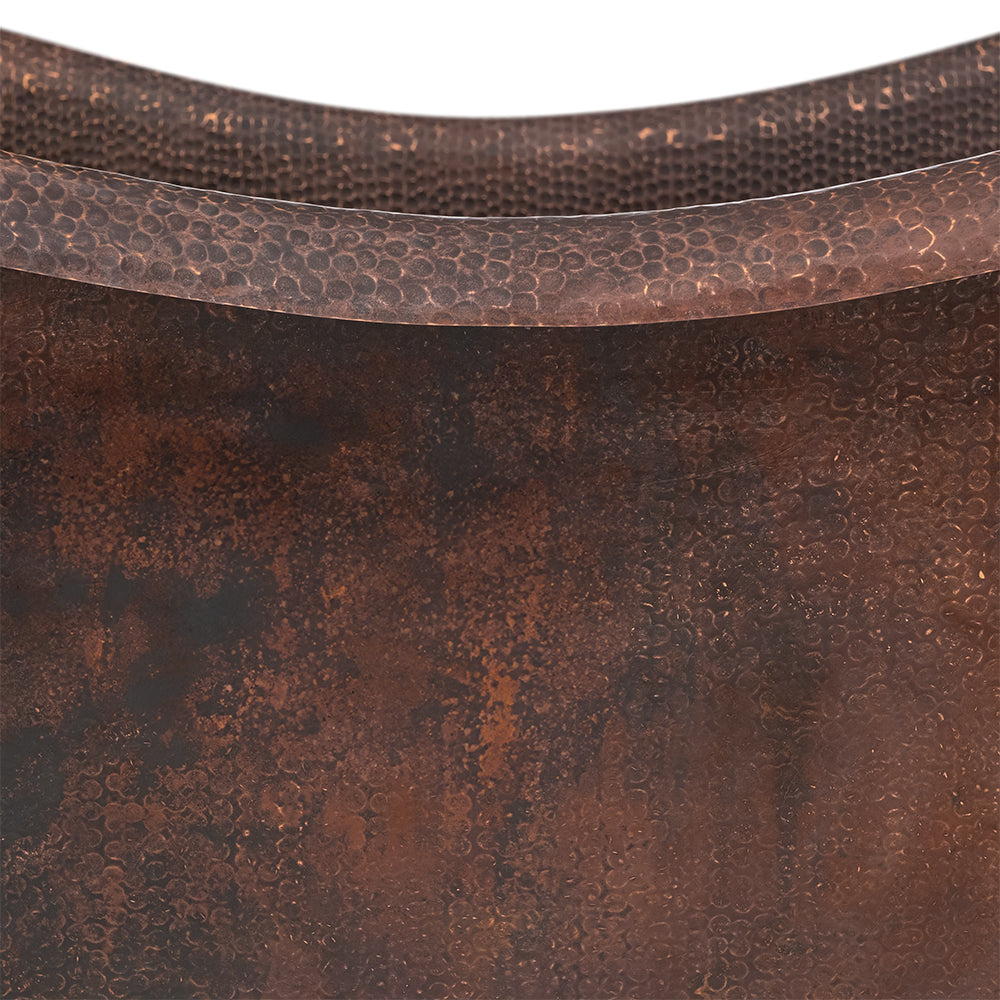 Alternative View of Premier Copper Products 67" Hammered Copper Double Slipper Bathtub With Rings, BTDR67DB
