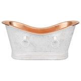 Premier Copper Products 67" Hammered Copper Freestanding Bathtub, Glazed White with Polished Copper, BTDR67WHTP