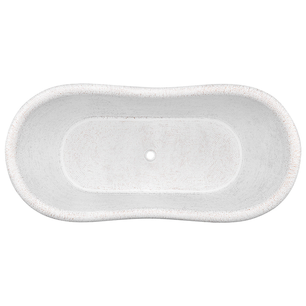 Premier Copper Products 67" Hammered Copper Freestanding Bathtub, Glazed White, BTDR67WHT