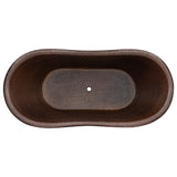 Alternative View of Premier Copper Products 72" Hammered Copper Double Slipper Bathtub With Rings, BTDR72DB