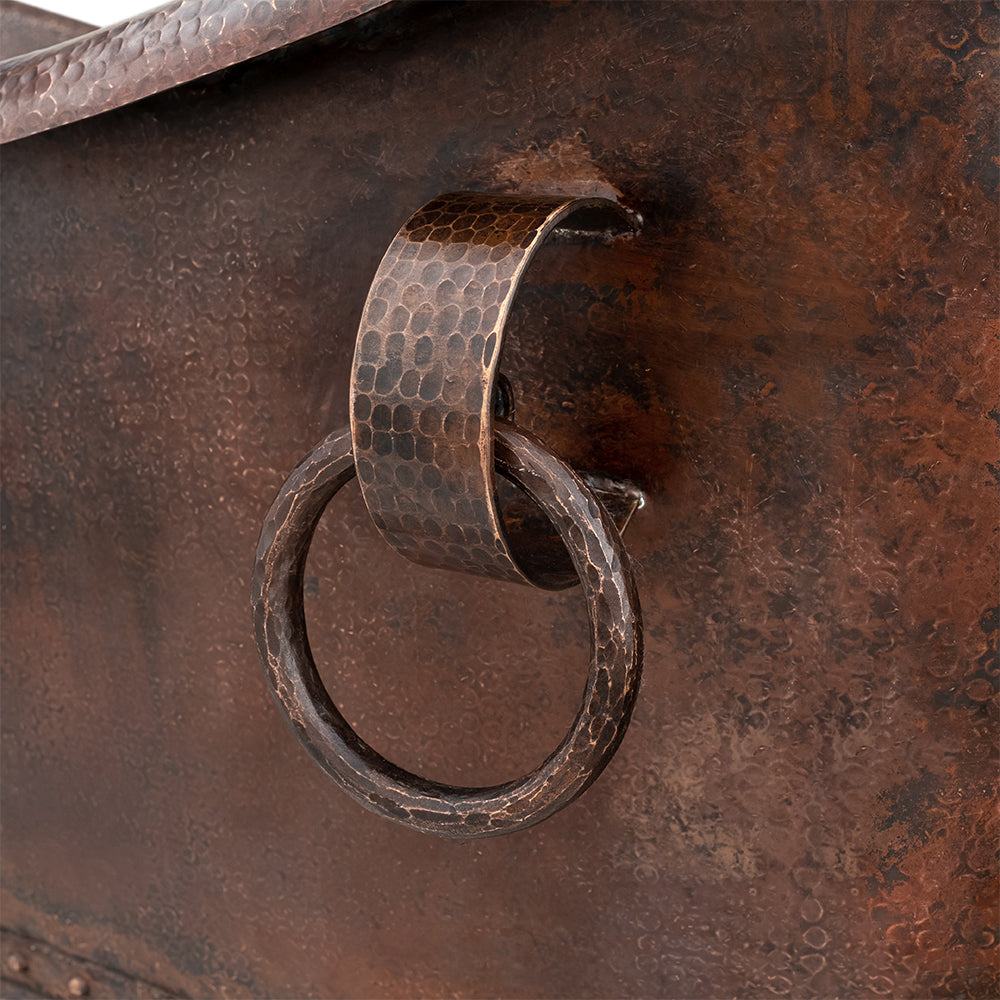 Alternative View of Premier Copper Products 72" Hammered Copper Double Slipper Bathtub With Rings, BTDR72DB
