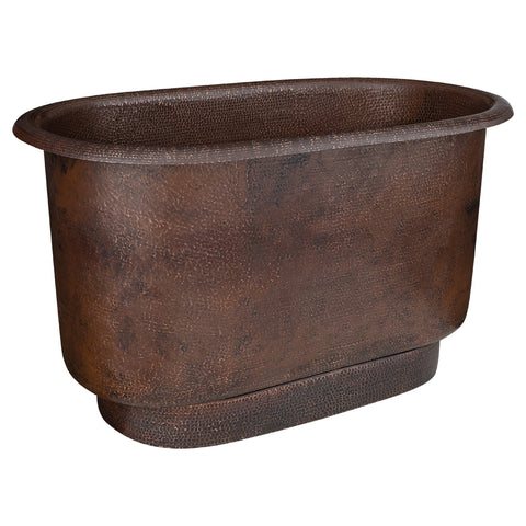 Premier Copper Products 47" Hammered Copper Freestanding Bathtub, Oil Rubbed Bronze, BTM47DB