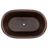 Premier Copper Products 47" Hammered Copper Freestanding Bathtub, Oil Rubbed Bronze, BTM47DB