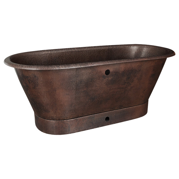 Premier Copper Products 72" Hammered Copper Freestanding Bathtub, Oil Rubbed Bronze, BTM72DBOF