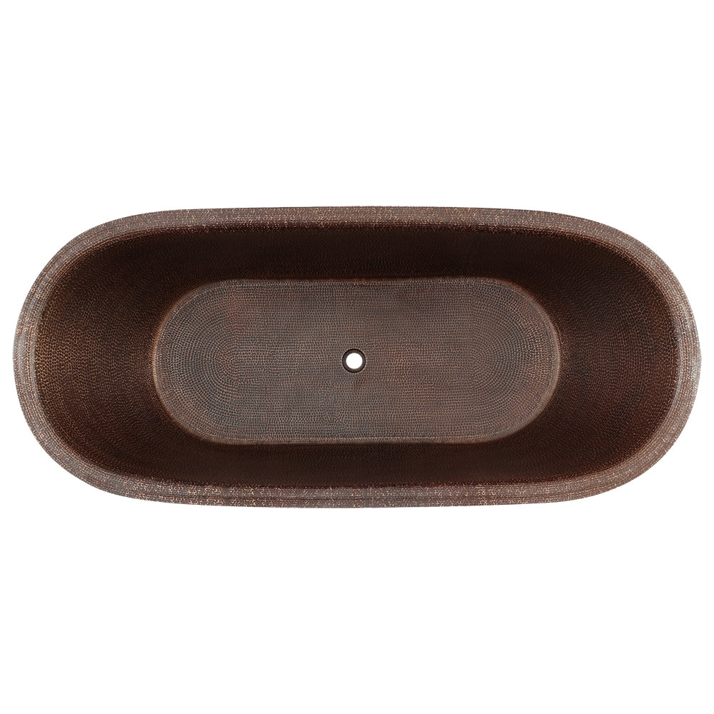 Premier Copper Products 72" Hammered Copper Modern Style Bathtub and Drain Package, Oil Rubbed Bronze, BSP5_BTM72DB
