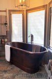 Installation Image of Premier Copper Products 72" Hammered Copper Modern Style Bathtub, BTM72DB