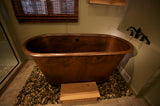 Installation Image of Premier Copper Products 72" Hammered Copper Modern Style Bathtub, BTM72DB