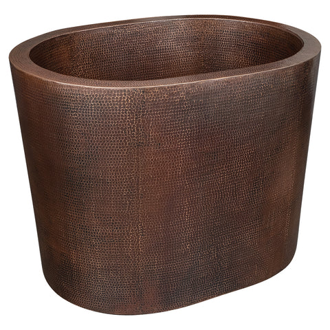 Premier Copper Products 48" Hammered Copper Freestanding Japanese Soaking Tub, Oil Rubbed Bronze, BTO48DB