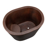 Premier Copper Products 48" Hammered Copper Oval Japanese Soaking Tub and Drain Package, Oil Rubbed Bronze, BSP5_BTO48DB