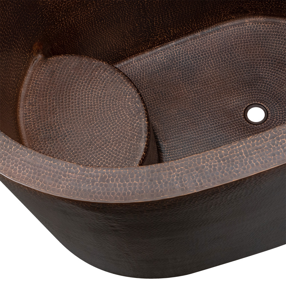 Premier Copper Products 48" Hammered Copper Freestanding Japanese Soaking Tub, Oil Rubbed Bronze, BTO48DB