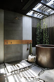 Installation Image of Premier Copper Products Japanese Style Soaker Hammered Copper Bathtub, BTR45DB