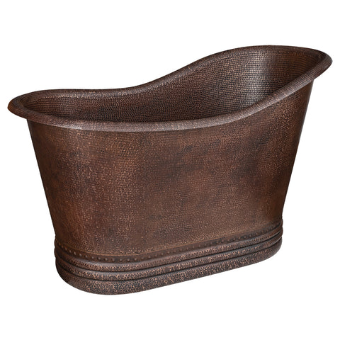 Premier Copper Products 52" Hammered Copper Freestanding Bathtub, Oil Rubbed Bronze, BTS52DB