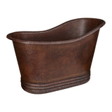 Premier Copper Products 52" Small Hammered Copper Single Slipper Bathtub and Drain Package, Oil Rubbed Bronze, BSP5_BTS52DB