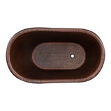 Premier Copper Products 52" Small Hammered Copper Single Slipper Bathtub and Drain Package, Oil Rubbed Bronze, BSP5_BTS52DB