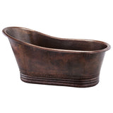 Premier Copper Products 67" Hammered Copper Single Slipper Bathtub and Drain Package, Oil Rubbed Bronze, BSP5_BTS67DB