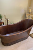 Installation Image of Premier Copper Products 67" Hammered Copper Single Slipper Bathtub, BTS67DB