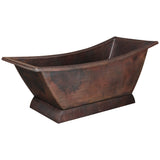 Premier Copper Products 67" Hammered Copper Canoa Single Slipper Bathtub and Drain Package, Oil Rubbed Bronze, BSP5_BTSC67DB