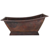 Premier Copper Products 67" Hammered Copper Canoa Single Slipper Bathtub and Drain Package, Oil Rubbed Bronze, BSP5_BTSC67DB