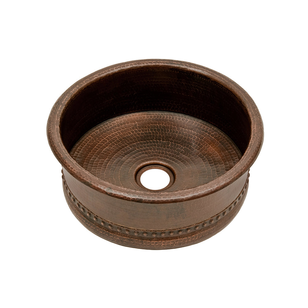 Premier Copper Products 15" Round Bar Vessel Tub Sink w/ 2" Drain Opening, Matching Drain and Accessories, Oil Rubbed Bronze, BSP5_BV15DB2-B