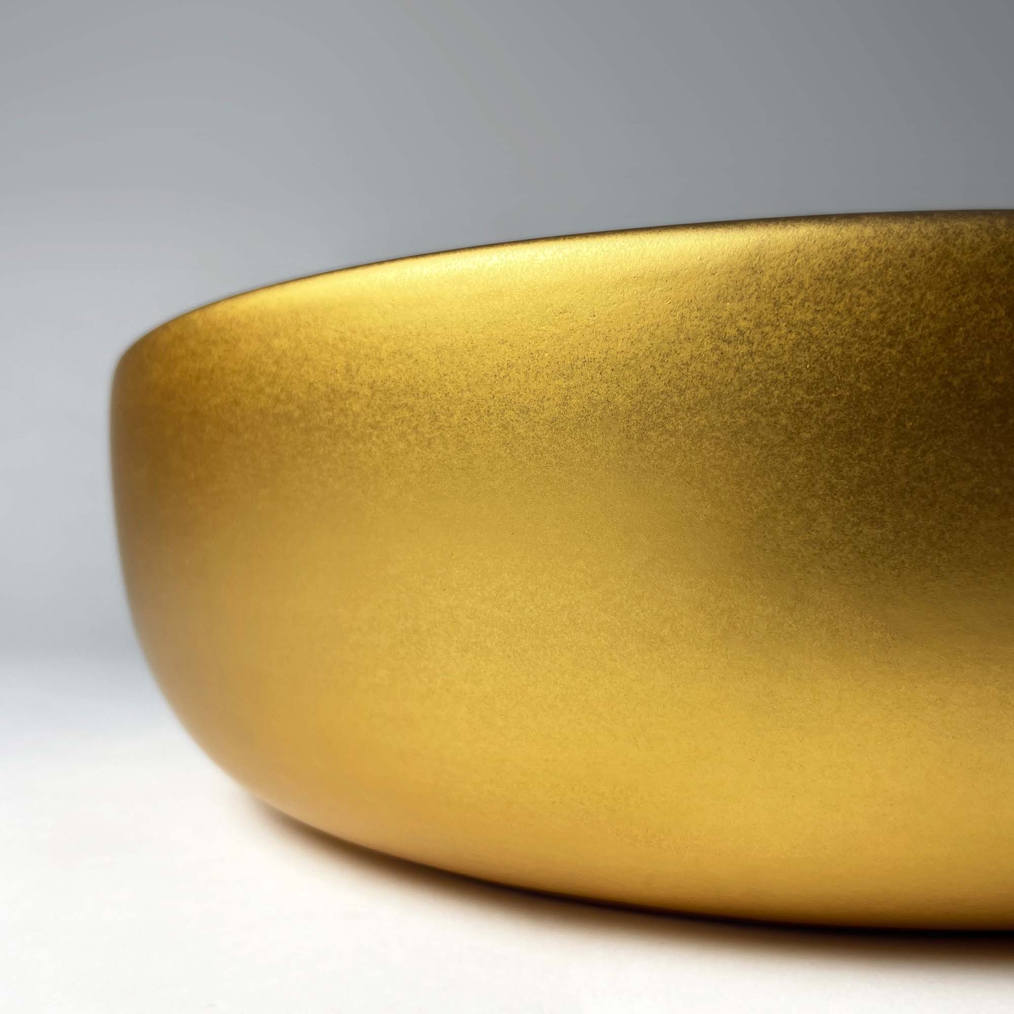 Native Trails Bliss 16" x 16" Round Vessel Fireclay Bathroom Sink, Matte Gold/White, PML1616-GW