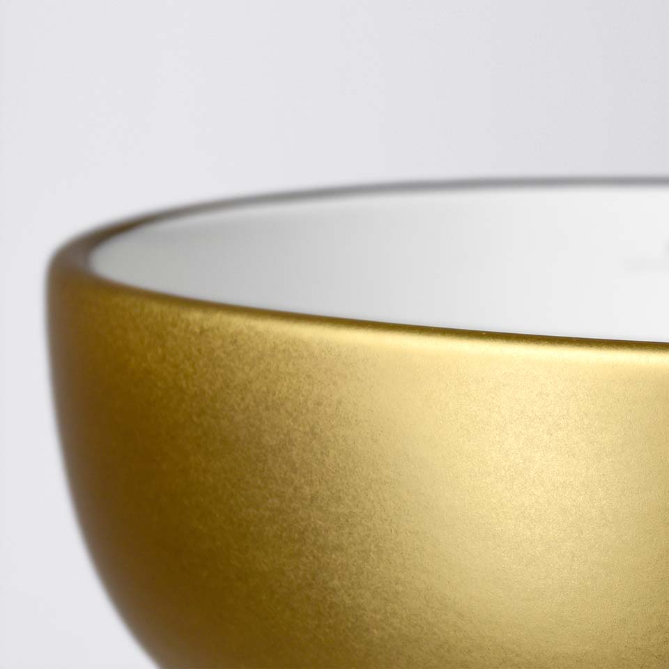 Native Trails Bliss 16" x 16" Round Vessel Fireclay Bathroom Sink, Matte Gold/White, PML1616-GW