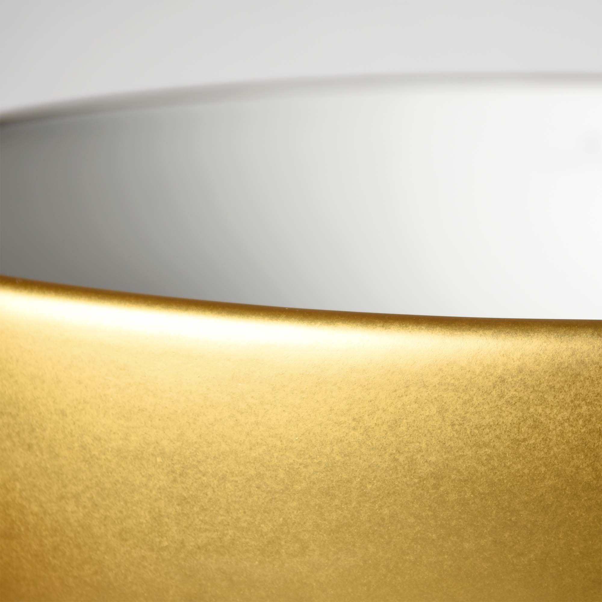 Native Trails Bliss 16" x 16" Round Vessel Fireclay Bathroom Sink, Matte Gold/White, PML1616-GW