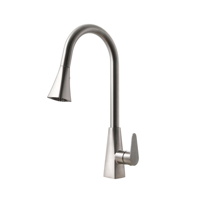 Houzer 1.75 GPM Catori Series Brushed Nickel Single Handle Pull-Out Kitchen Faucet - Brass, CAT-172-BN