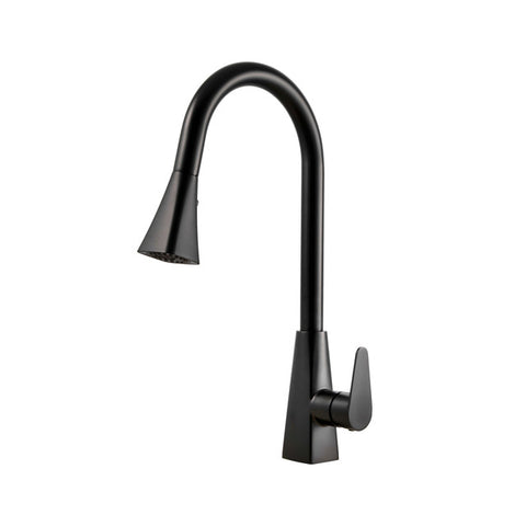 Houzer 1.75 GPM Catori Series Matte Black Single Handle Pull-Out Kitchen Faucet - Brass, CAT-172-MB