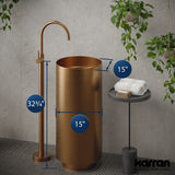 Karran Cinox 15" x 15" Round Freestanding Stainless Steel Bathroom Sink, Brushed Copper, 16 Gauge, CCP100BC