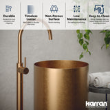 Karran Cinox 15" x 15" Round Freestanding Stainless Steel Bathroom Sink, Brushed Copper, 16 Gauge, CCP100BC