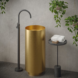 Alternate Image for Karran Cinox 15" x 15" Round Freestanding Stainless Steel Bathroom Sink, Gold, 16 Gauge, CCP100G