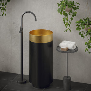 Alternate Image for Karran Cinox 15" x 15" Round Freestanding Stainless Steel Bathroom Sink, Gold and Gunmetal Grey, 16 Gauge, CCP200G