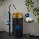 Karran Cinox 15" x 15" Round Freestanding Stainless Steel Bathroom Sink, Gold and Gunmetal Grey, 16 Gauge, CCP200G