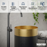 Karran Cinox 15" x 15" Round Freestanding Stainless Steel Bathroom Sink, Gold and Gunmetal Grey, 16 Gauge, CCP200G