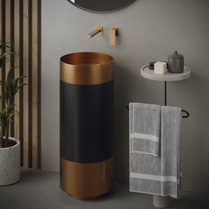 Alternate Image for Karran Cinox 15" x 15" Round Freestanding Stainless Steel Bathroom Sink, Brushed Copper and Gunmetal Grey, 16 Gauge, CCP300BC