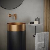 Karran Cinox 15" x 15" Round Freestanding Stainless Steel Bathroom Sink, Brushed Copper and Gunmetal Grey, 16 Gauge, CCP300BC