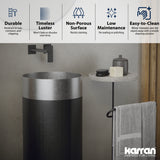 Karran Cinox 15" x 15" Round Freestanding Stainless Steel Bathroom Sink, Stainless Steel and Gunmetal Grey, 16 Gauge, CCP300SS