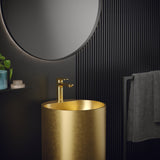 Karran Cinox 16.5" x 16.5" Round Freestanding Stainless Steel Bathroom Sink, Gold, 16 Gauge, CCP400G