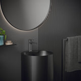 Karran Cinox 16.5" x 16.5" Round Freestanding Stainless Steel Bathroom Sink, Gunmetal Grey, 16 Gauge, CCP400GG