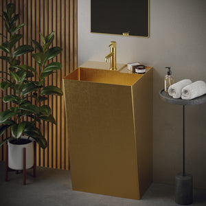 Alternate Image for Karran Cinox 19.75" x 16.5" Rectangular Wall-Adjacent, Freestanding Stainless Steel Bathroom Sink, Gold, 16 Gauge, CCP500G