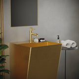 Karran Cinox 19.75" x 16.5" Rectangular Wall-Adjacent, Freestanding Stainless Steel Bathroom Sink, Gold, 16 Gauge, CCP500G