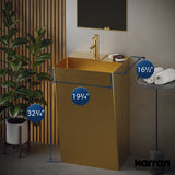 Karran Cinox 19.75" x 16.5" Rectangular Wall-Adjacent, Freestanding Stainless Steel Bathroom Sink, Gold, 16 Gauge, CCP500G