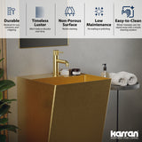Karran Cinox 19.75" x 16.5" Rectangular Wall-Adjacent, Freestanding Stainless Steel Bathroom Sink, Gold, 16 Gauge, CCP500G