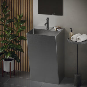 Alternate Image for Karran Cinox 19.75" x 16.5" Rectangular Wall-Adjacent, Freestanding Stainless Steel Bathroom Sink, 16 Gauge, CCP500SS