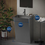 Karran Cinox 19.75" x 16.5" Rectangular Wall-Adjacent, Freestanding Stainless Steel Bathroom Sink, 16 Gauge, CCP500SS