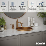 Karran Cinox 15" x 15" Round Drop In/Topmount Stainless Steel Bathroom Sink, Brushed Copper, 16 Gauge, CCT100BC