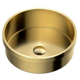 Karran Cinox 15" x 15" Round Drop In/Topmount Stainless Steel Bathroom Sink, Gold, 16 Gauge, CCT100G