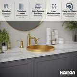 Karran Cinox 15" x 15" Round Drop In/Topmount Stainless Steel Bathroom Sink, Gold, 16 Gauge, CCT100G