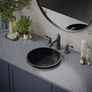 Alternate Image for Karran Cinox 15" x 15" Round Drop In/Topmount Stainless Steel Bathroom Sink, Gunmetal Grey, 16 Gauge, CCT100GG