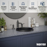 Karran Cinox 15" x 15" Round Drop In/Topmount Stainless Steel Bathroom Sink, Gunmetal Grey, 16 Gauge, CCT100GG